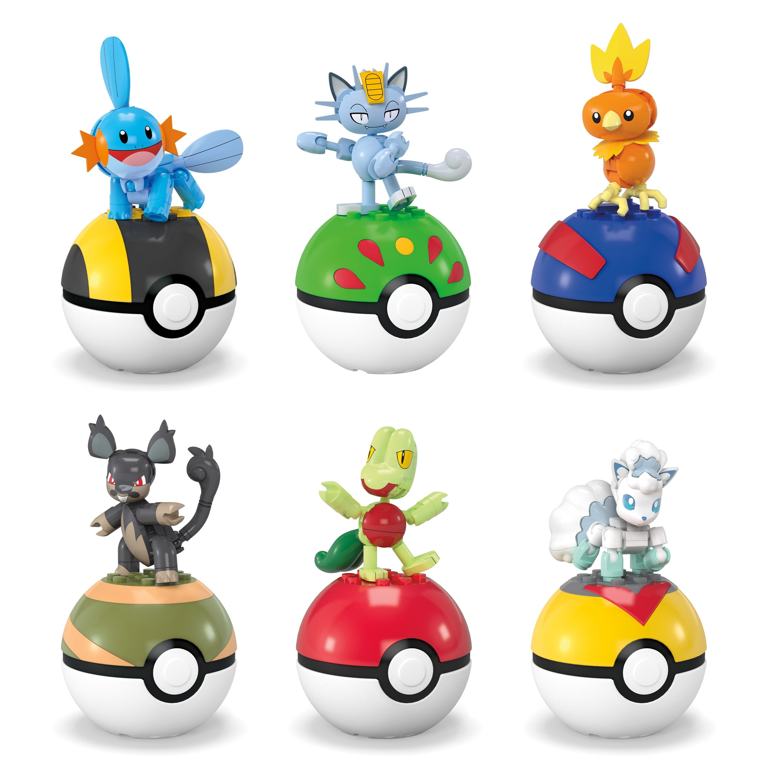 MTTFPM00 Mega Construx Pokemon Buildable Poke Ball, Assorted Color - Set of 12 -  Mattel