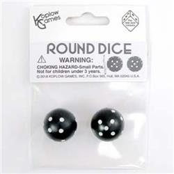 Round Dice - Black & White, 2 Per Pack