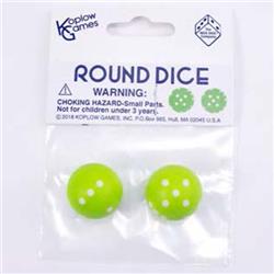 Round Dice - Green & White, 2 Per Pack