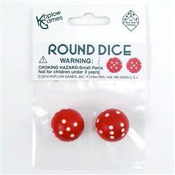 Koplow KPL19370 Round Dice - Red & White, Pack of 2