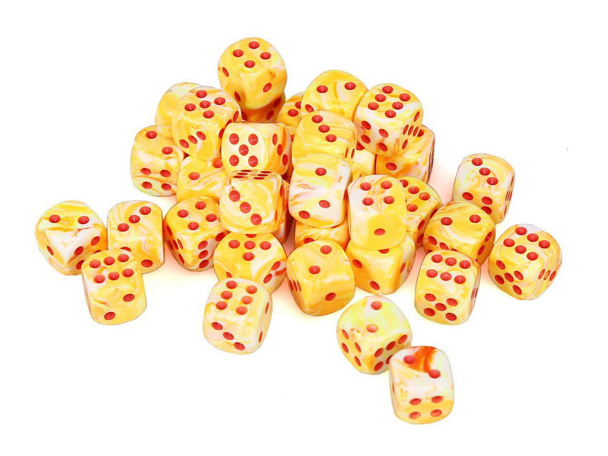 12 mm D6 Cube Festive Dice - Sunburst & Red, 36 Piece