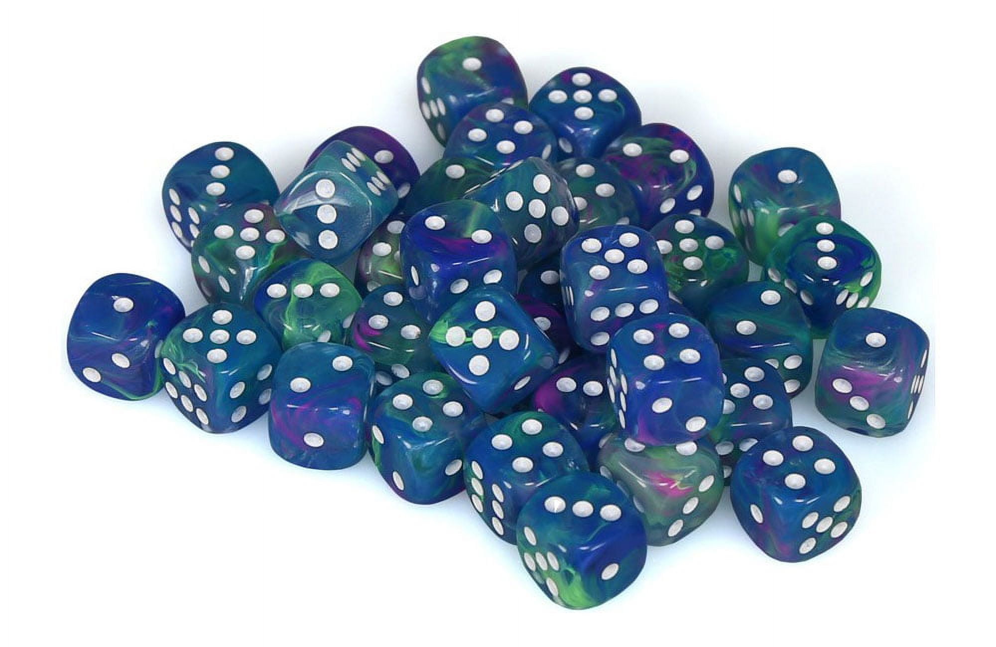 Manufacturing  12 mm D6 Cube Festive Dice - Waterlily & White, 36 Piece