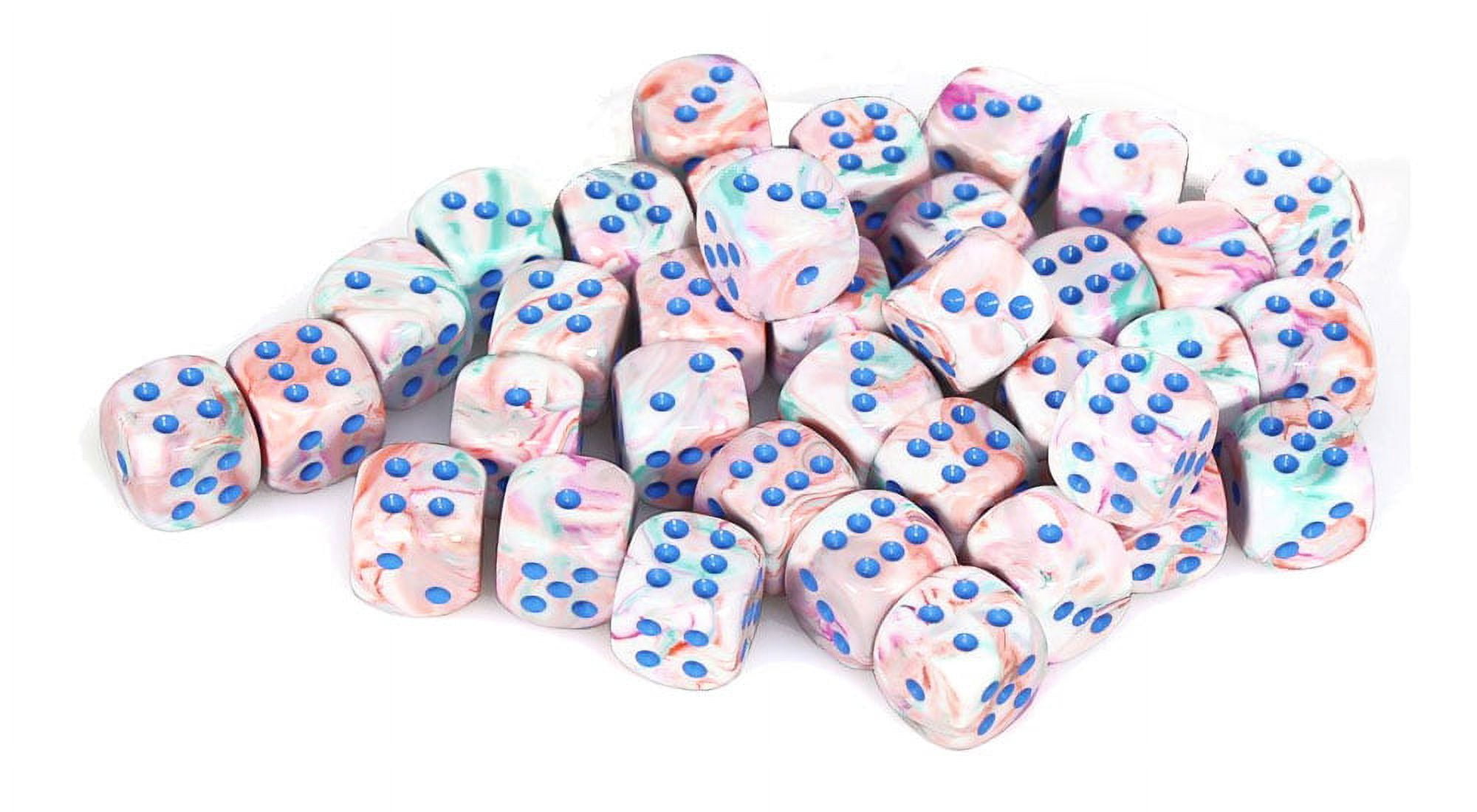 12 mm D6 Cube Festive Dice - Pop-Art & Blue, 36 Piece
