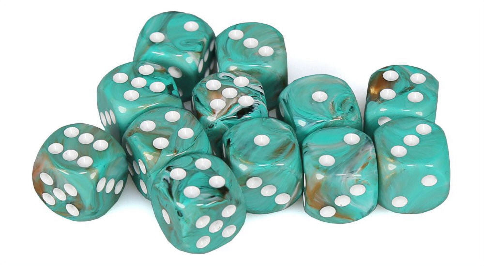 Manufacturing  16 mm D6 Cube Marble Dice - Oxi-Copper & White, 12 Piece
