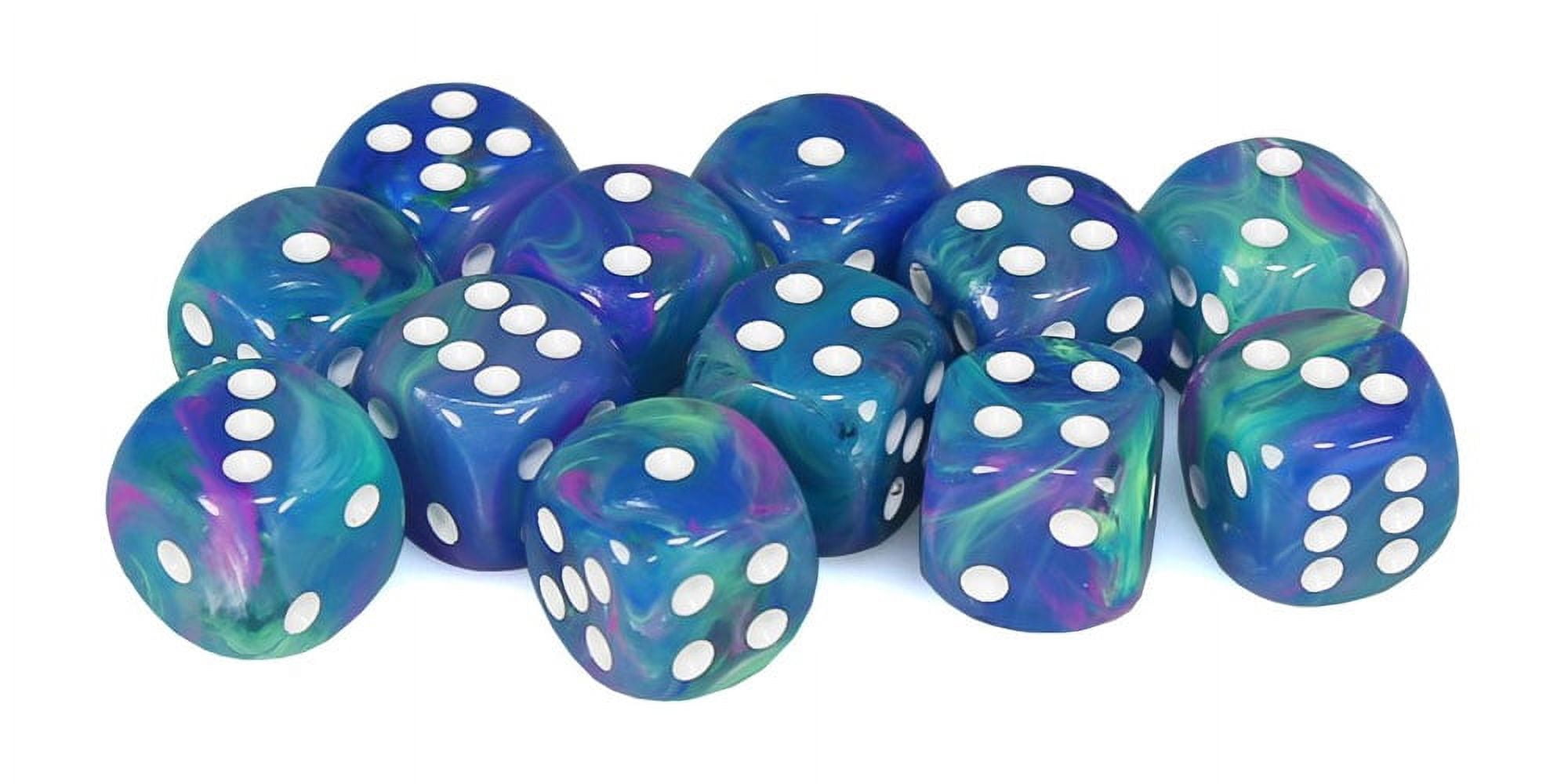 Manufacturing  16 mm D6 Cube Festive Dice - Waterlily & White, 12 Piece