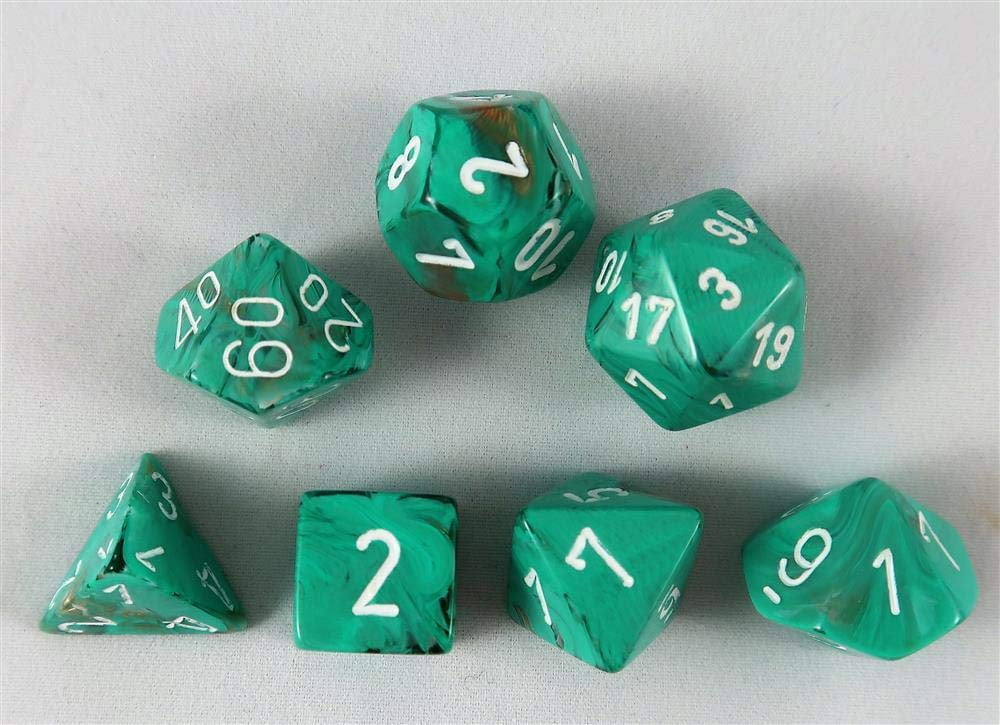 Manufacturing  Marble Oxi-Copper & White Dice - Set of 7