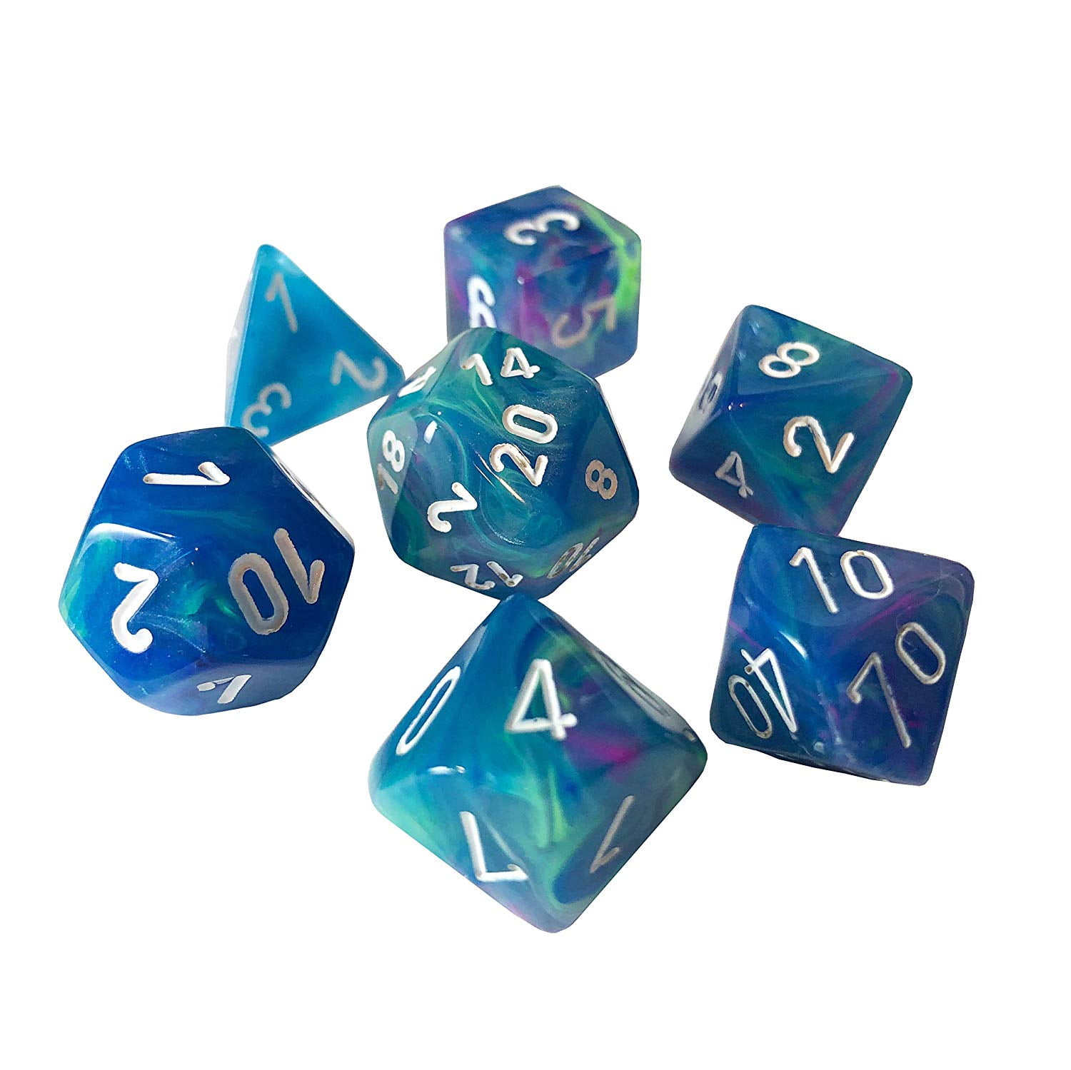 Festive Waterlily & White Dice - Set of 7