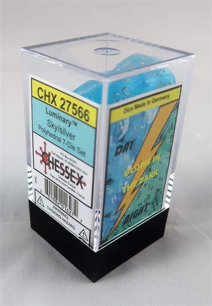 GND Luminary Sky & Silver Dice - Set of 7