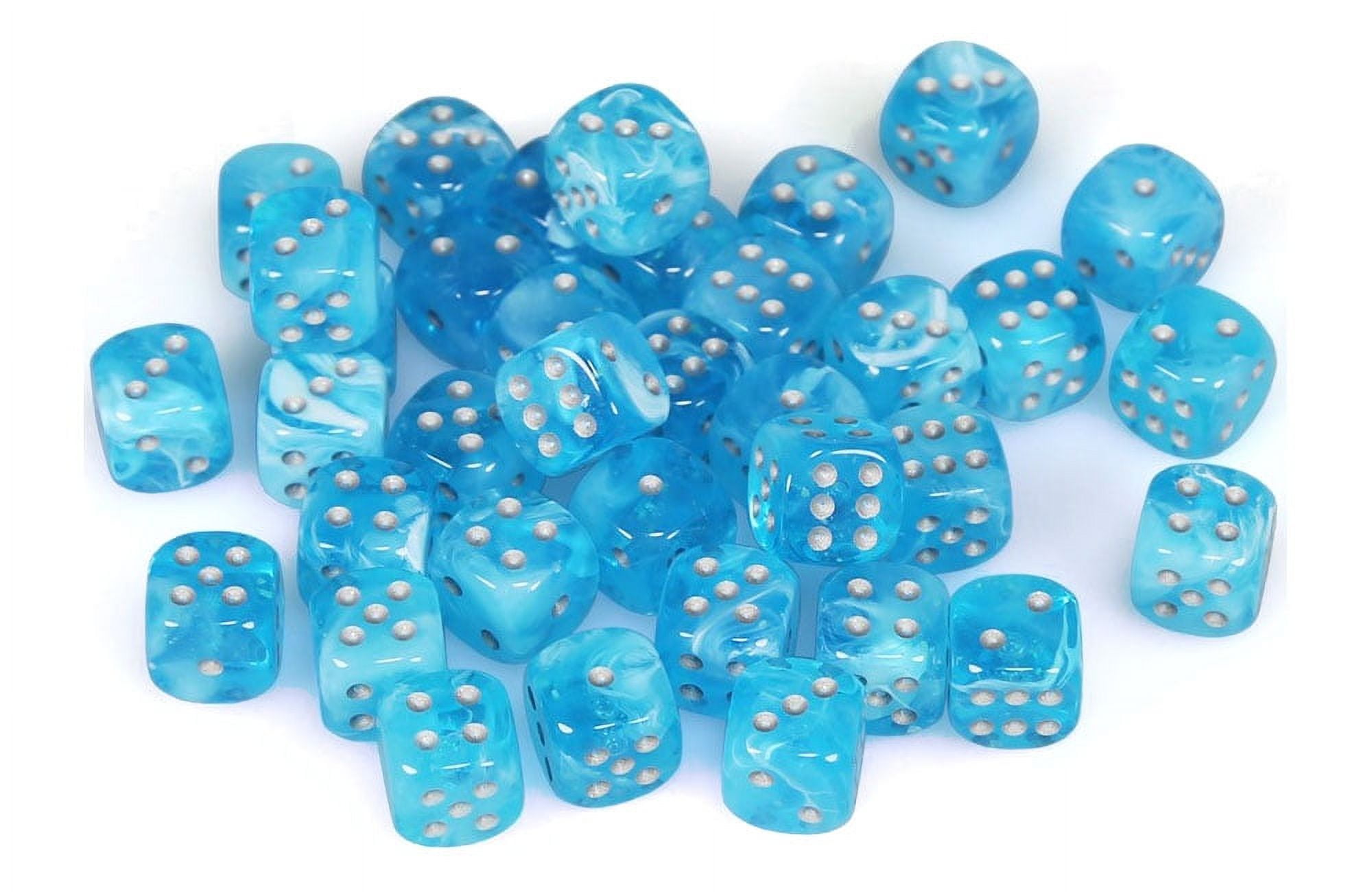Manufacturing  12 mm D6 Cube GND Luminary Sky & Silver Dice - 36 Piece