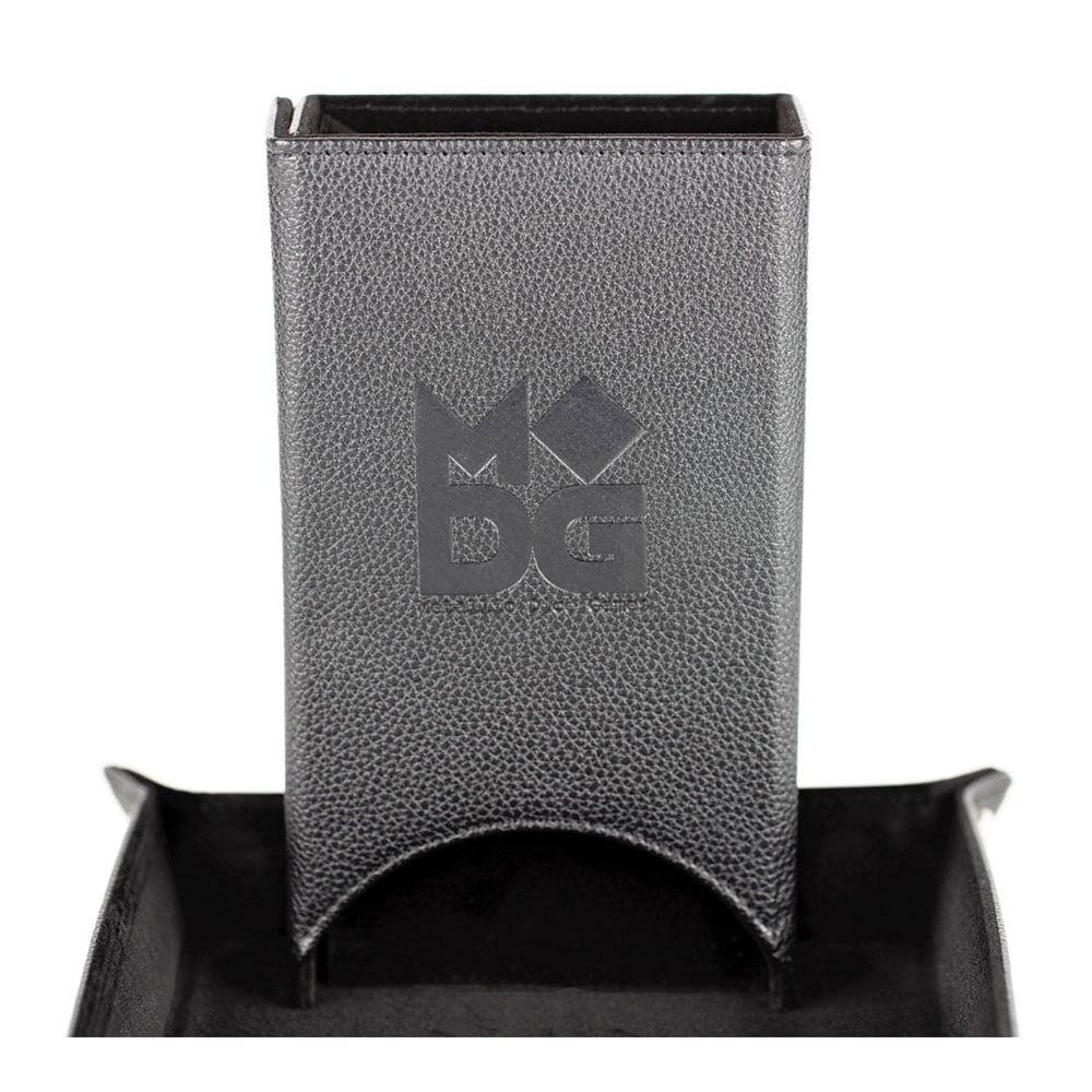 Fold Up Leather Dice Tower, Black