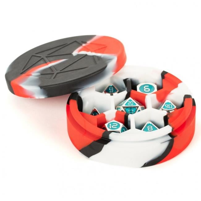 Silicone Round Dice Case - Red, Black & White