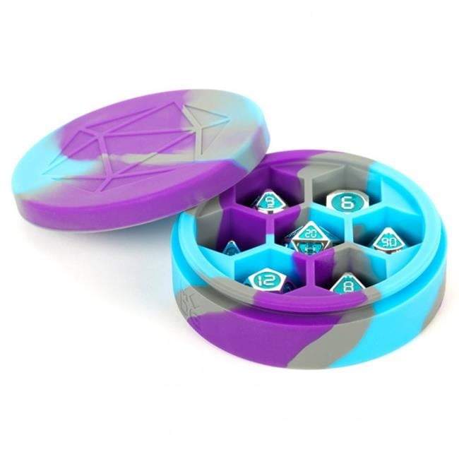 Silicone Round Dice Case - Purple, Gray & Light Blue