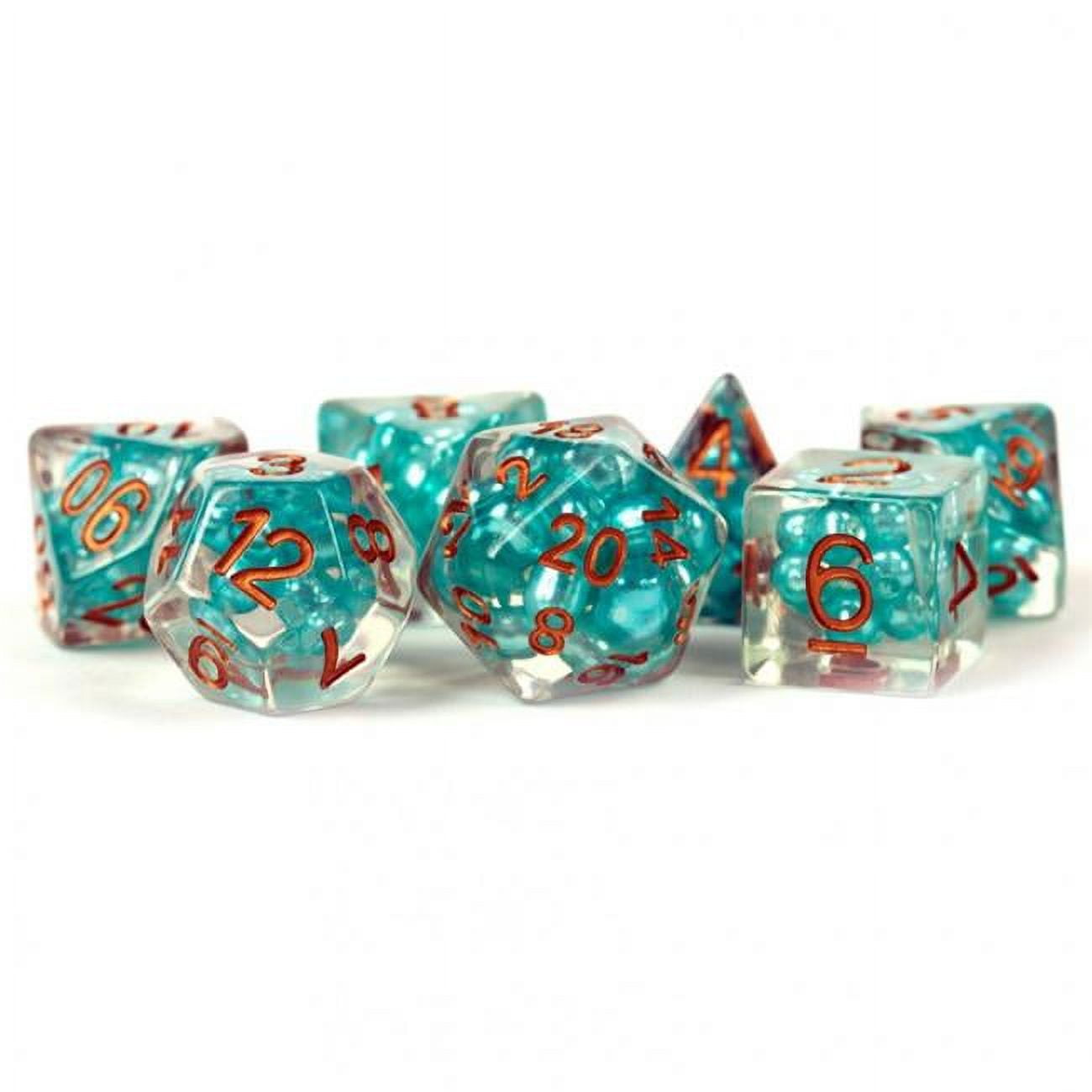 LIC690 Pearl Dice - Transparent & Light Copper - 7 Piece