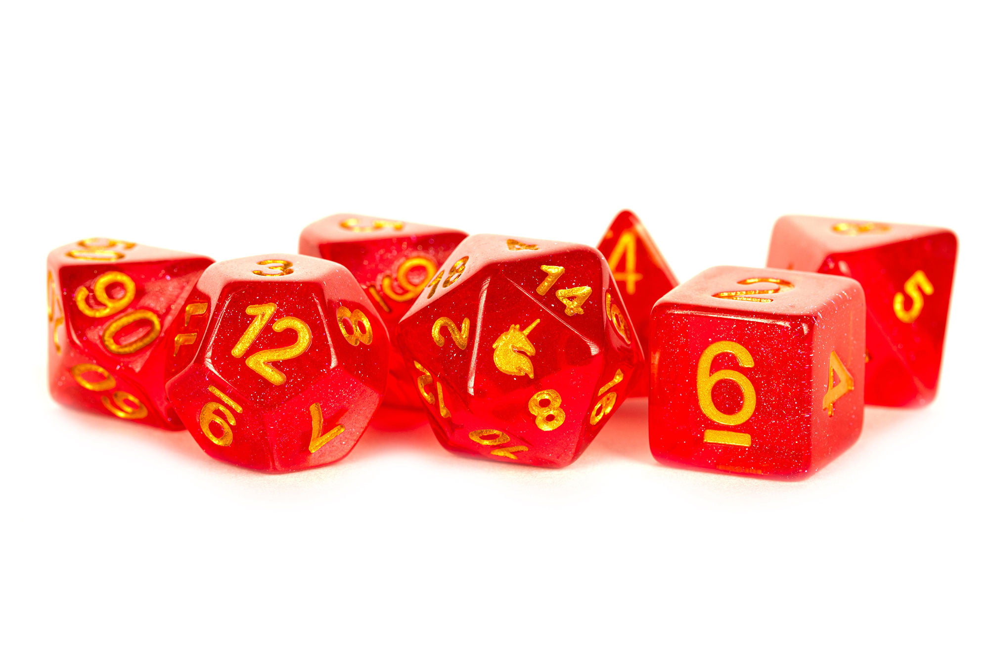 LIC721 Unicorn-Red Dice - 7 Piece