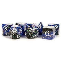 LIC632 Eternal Dice - Blue, Black & White - Set of 7