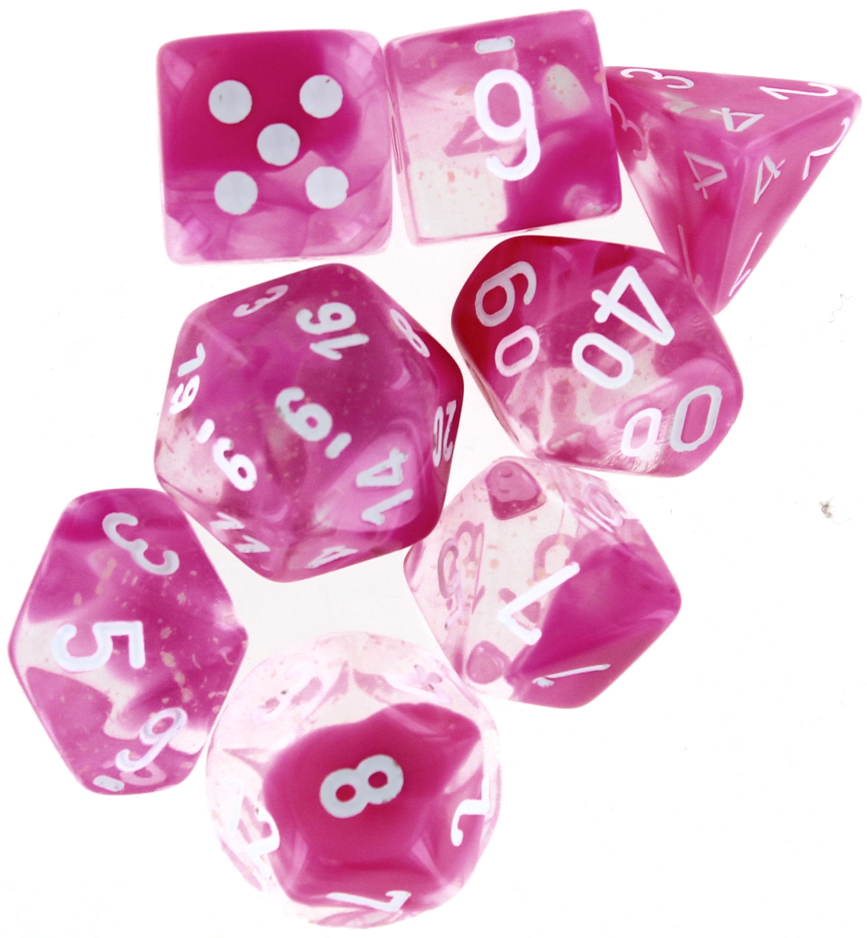 Picture of Chessex CHX30042 Cube Lab Gemini Dice - Pink & White - Set of 7