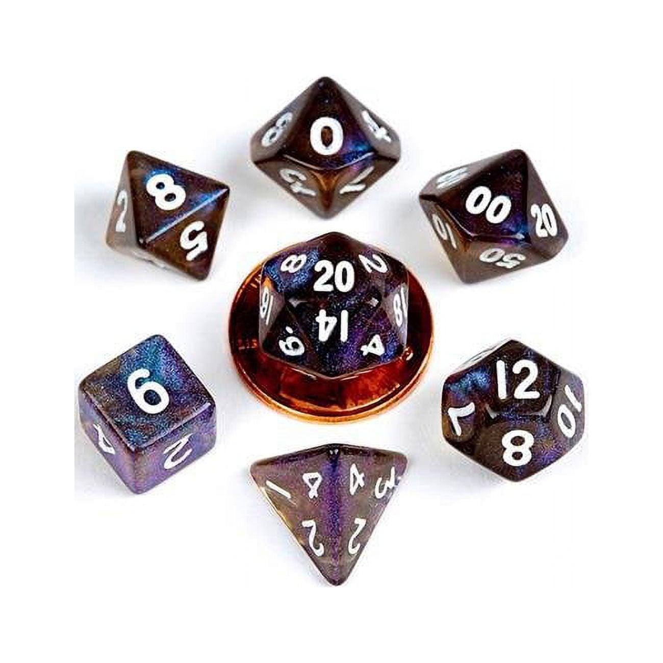 Mini Poly Stardust Galaxy Dice Set - Set of 7