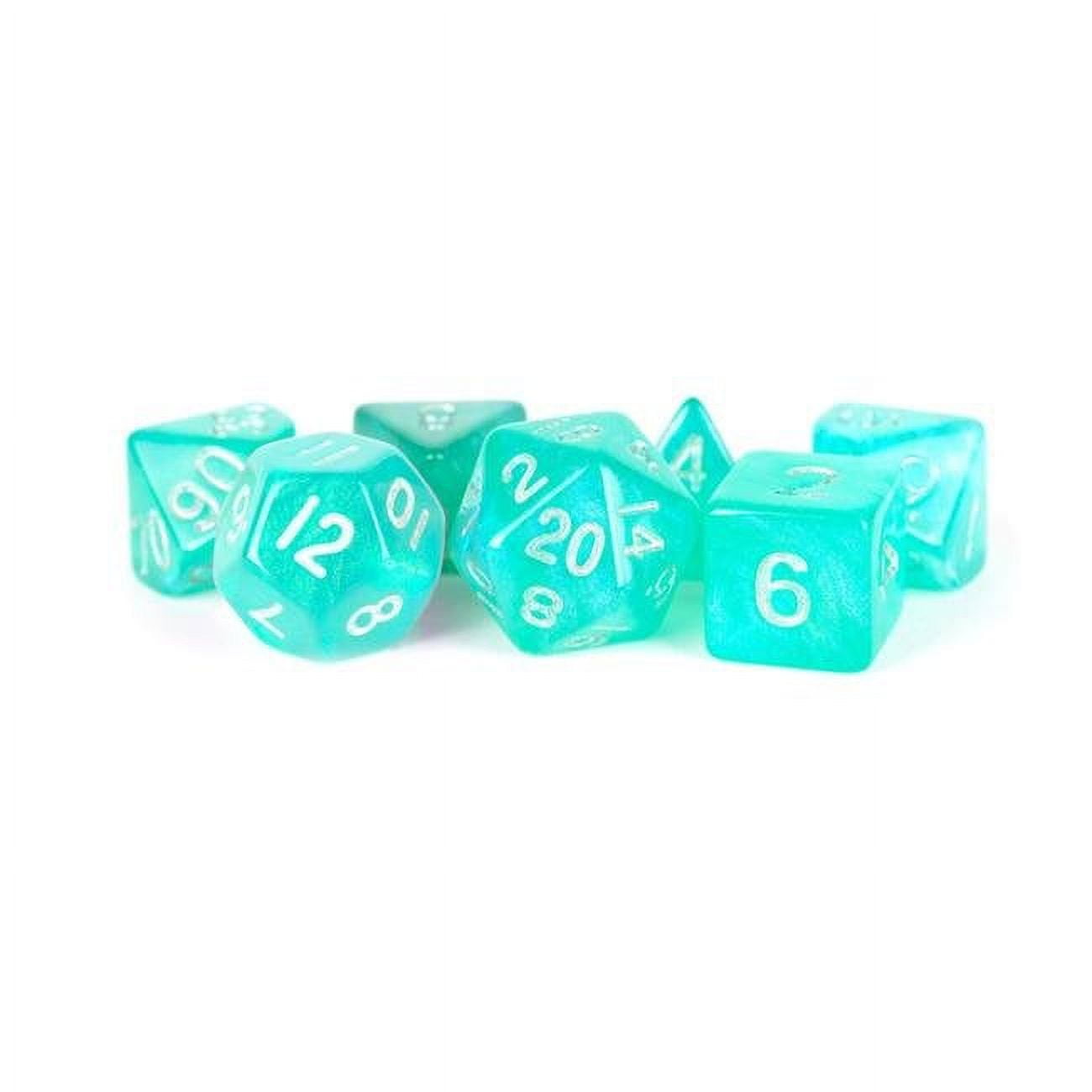 LIC180 Poly Stardust Dice Set, Turquoise & Silver - Set of 7
