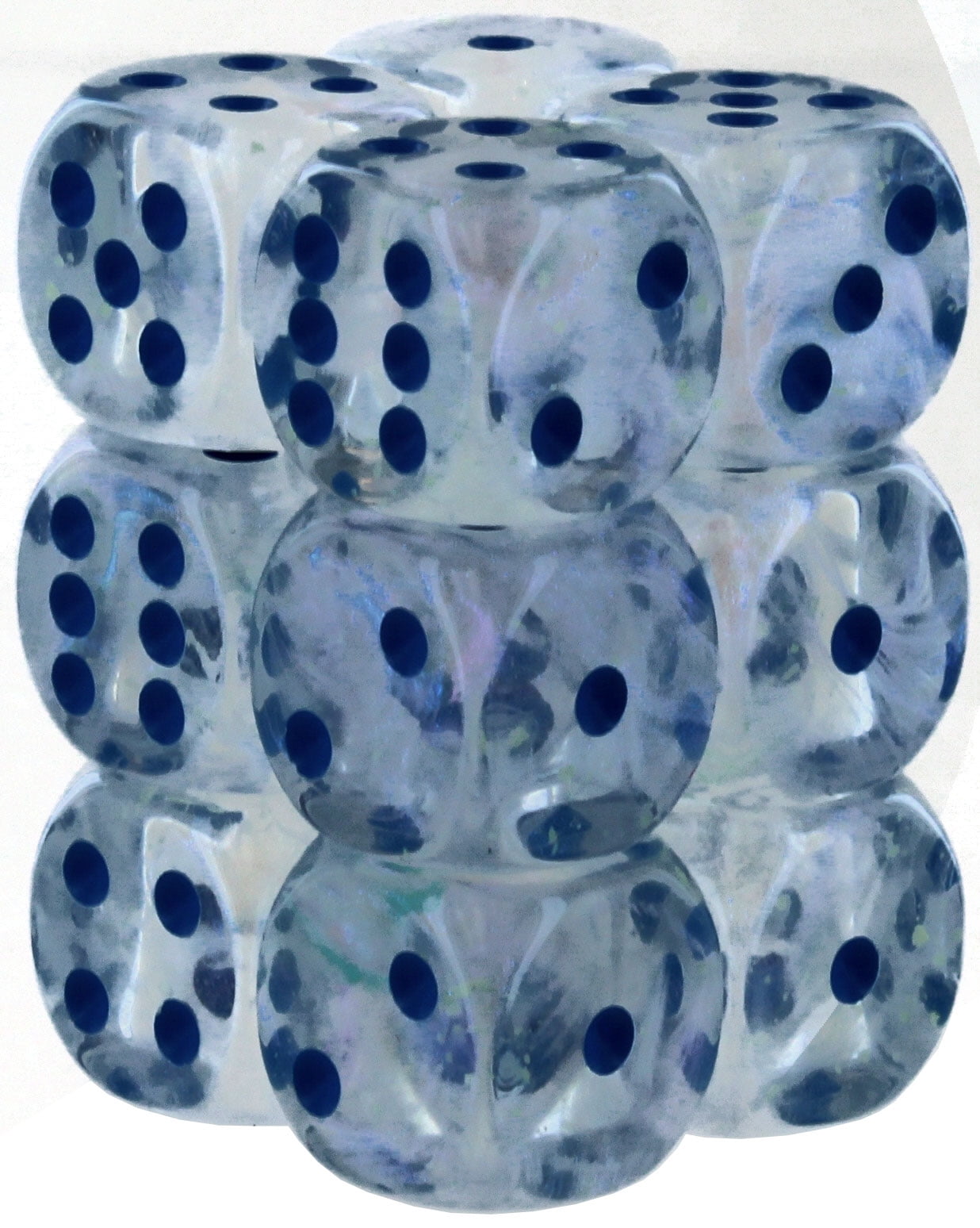 Manufacturing  16 mm D6 Cube Borealis Icicle Luminary Dice, Light Blue - Pack of 12
