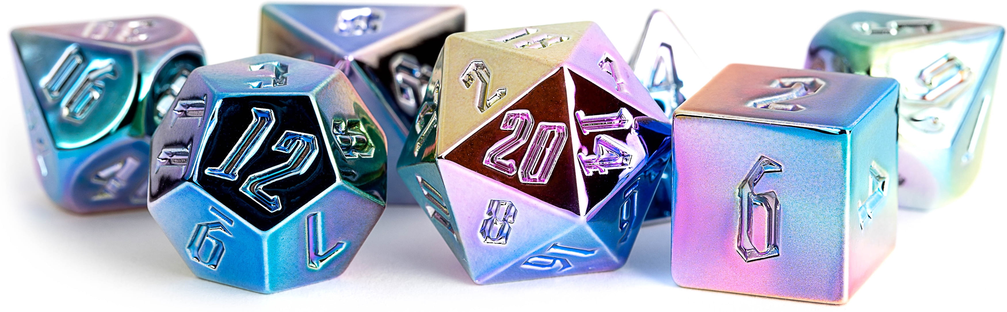 Metal Rainbow Aegis Dice - Set of 7