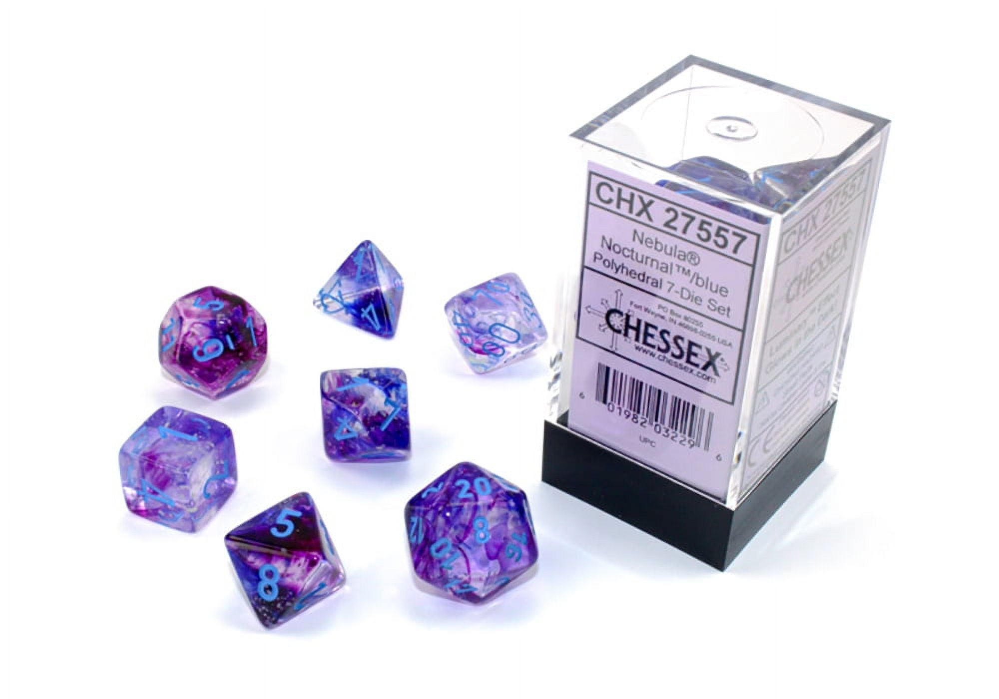Manufacturing CHX27557 Cube Luminary Nebula Dice, Nocturnal Blue - Set of 7