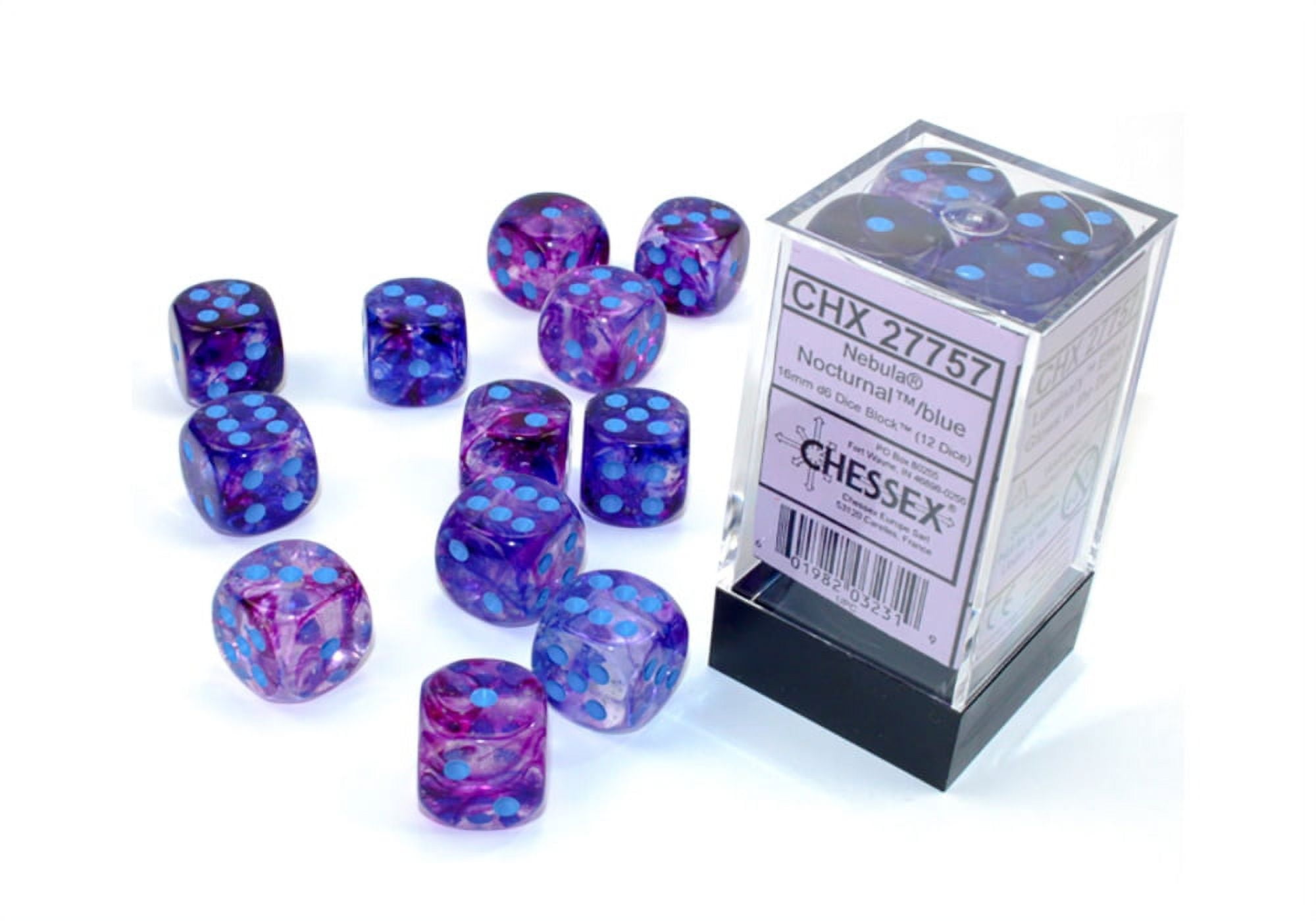 Manufacturing  16 mm D6 Cube Luminary Nebula Dice, Nocturnal Blue - 12 Per Pack