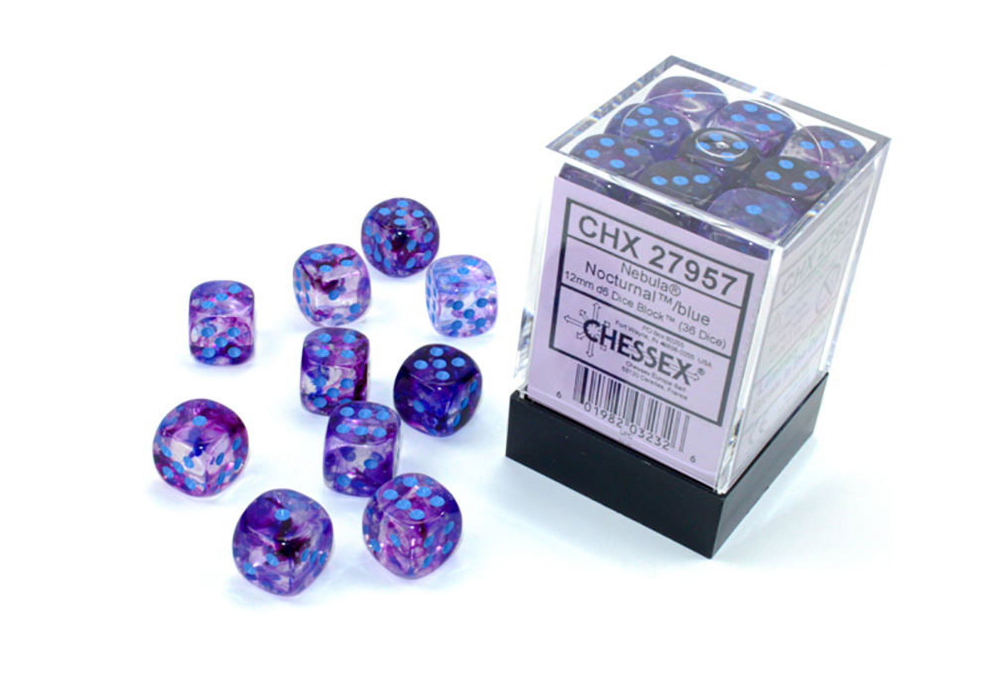 12 mm D6 Cube Luminary Nebula Dice, Nocturnal Blue - 36 Per Pack