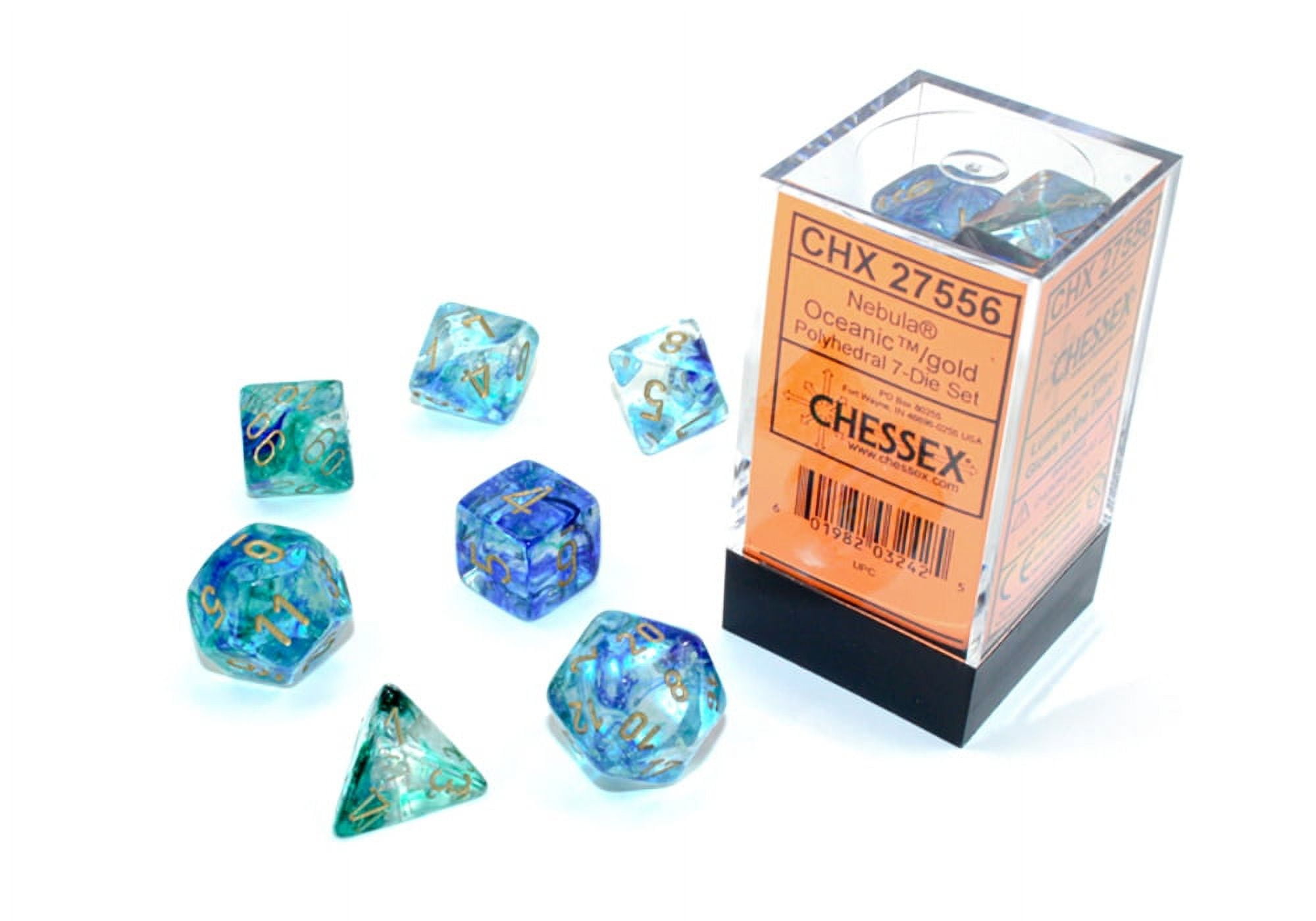 Manufacturing  Cube Luminary Nebula Dice, Oceanic Gold - Set of 7