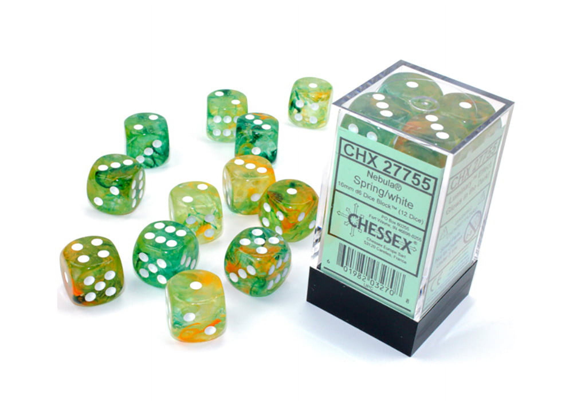 16 mm D6 Cube Luminary Nebula Dice, Spring White - 12 Per Pack