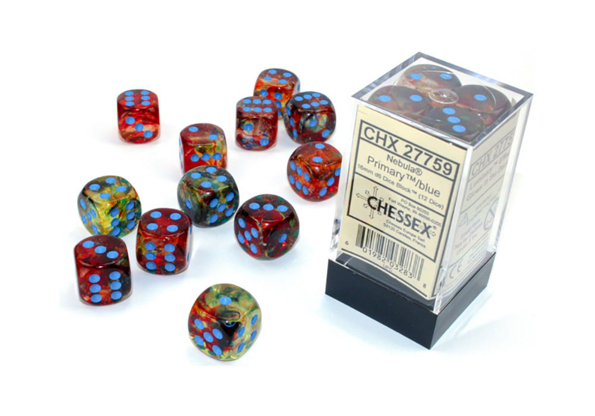 16 mm D6 Cube Luminary Nebula Dice, Primary Turquoise - 12 Per Pack