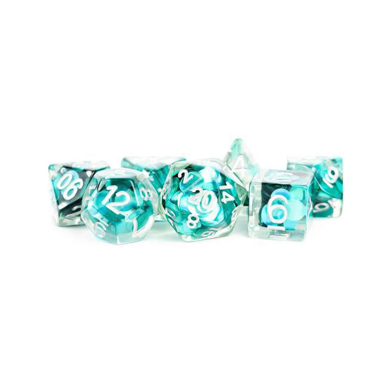 LIC743 Polyhedral Mermaid Scales Dice Set, Blue & White - Set of 7