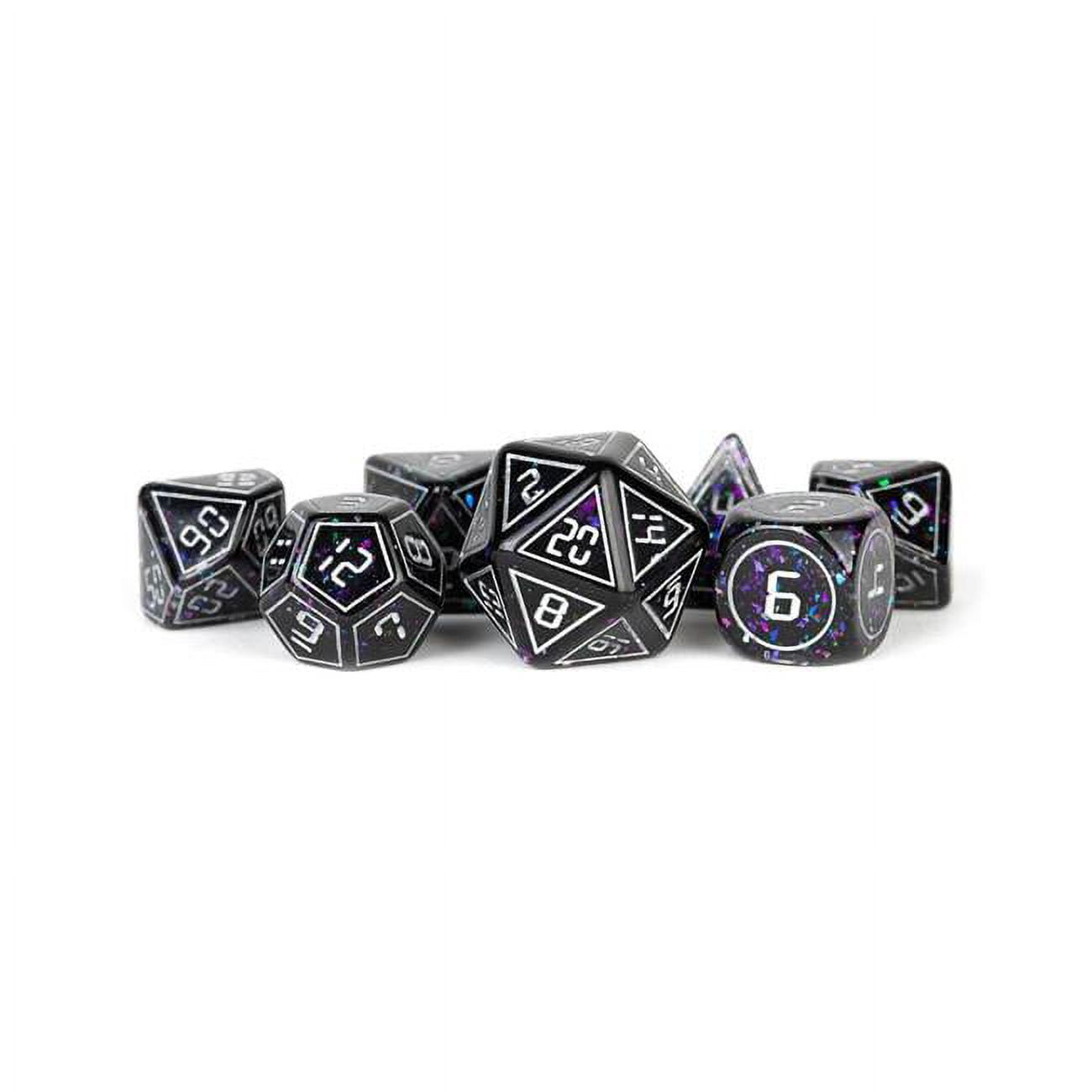 Polyhedral Framed Void Dice Set, Black & White - Set of 7