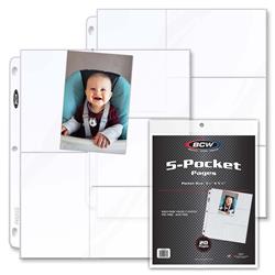 Picture of BCW Diversified BCDPRO5S20 Side Loading Photo Page Sheet Protectors - 5 Pocket - 20 Count