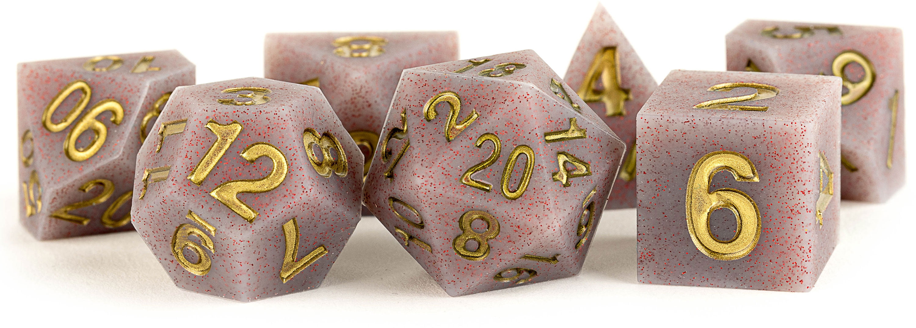 LIC781 Sharp Edge Silicone Rubber Volcanic Soot Dice Game - Set of 7