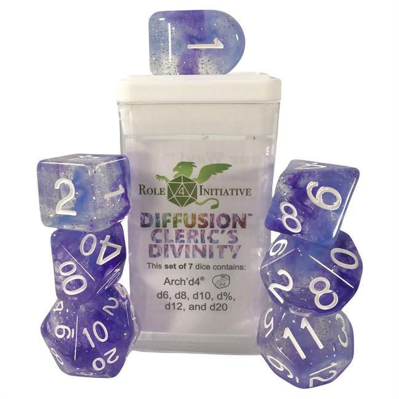 Picture of Role 4 Initiative R4I50523-7C Diffusion Dice&#44; Clerics Divinity & White - Set of 7