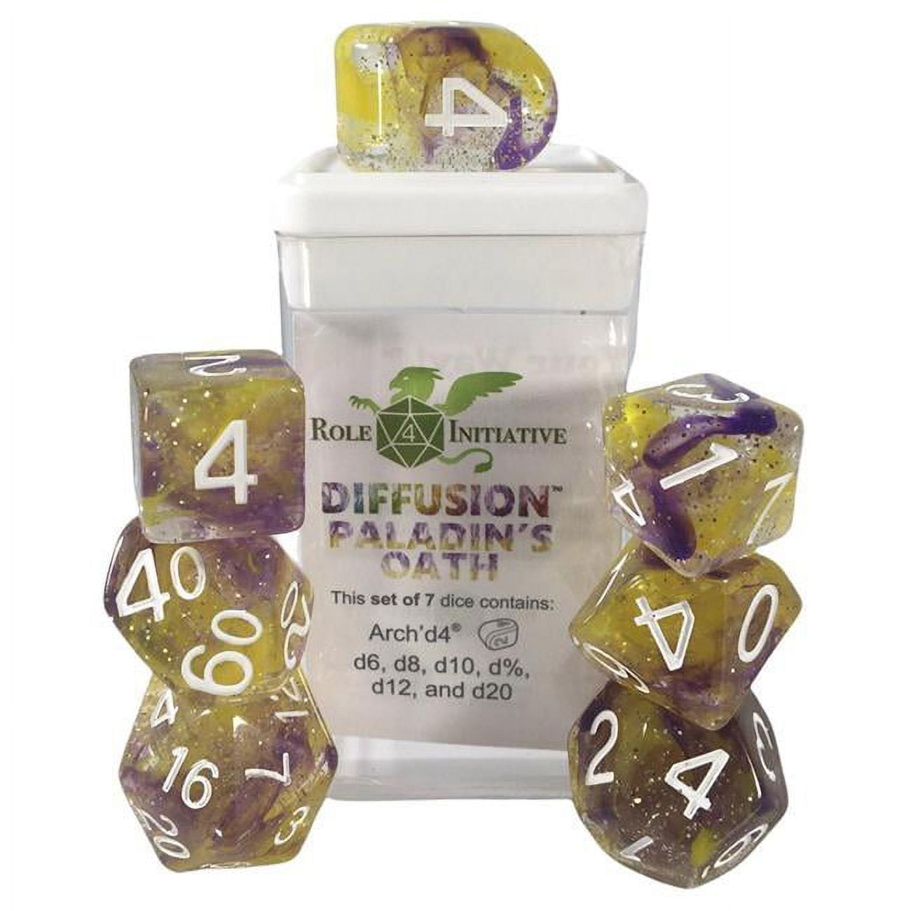Picture of Role 4 Initiative R4I50527-7C Diffusion Dice&#44; Paladins Oath & White - Set of 7