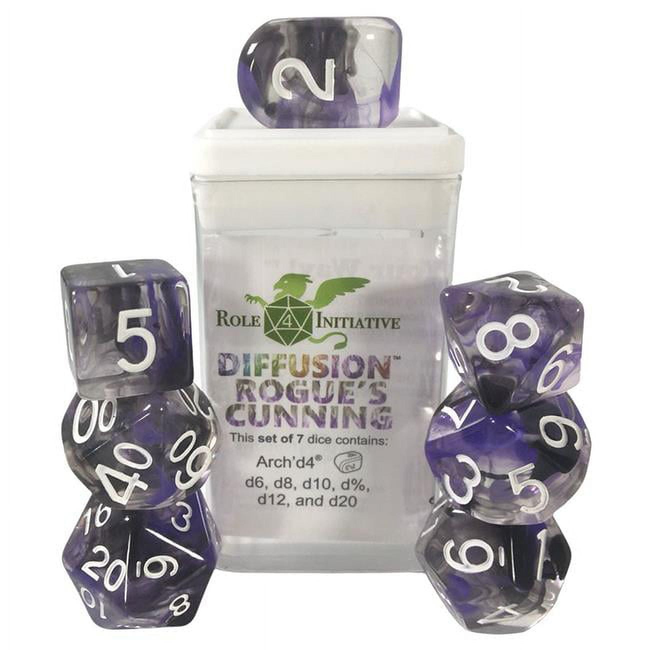 Picture of Role 4 Initiative R4I50529-7C Diffusion Dice&#44; Rogues Cunning & White - Set of 7