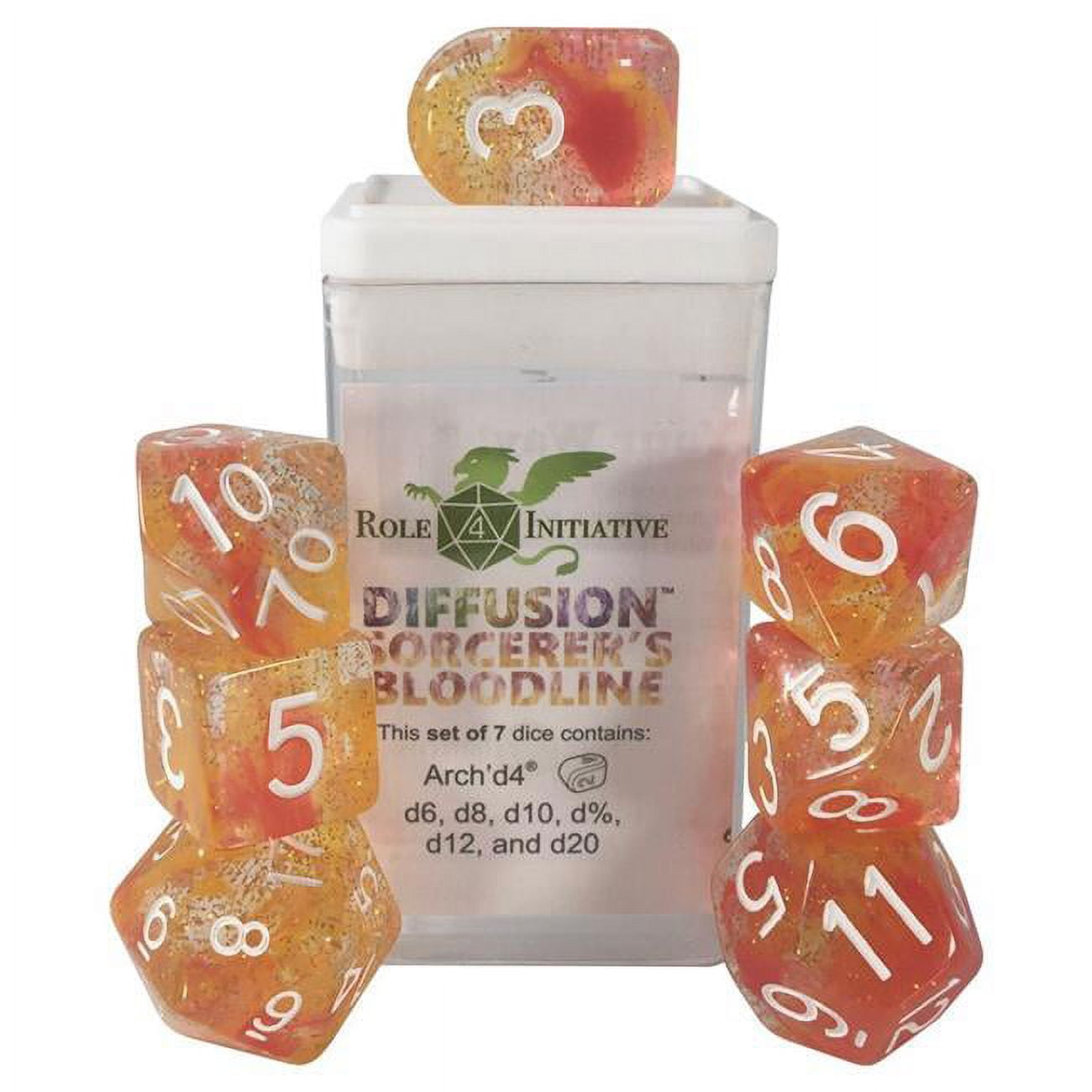 Picture of Role 4 Initiative R4I50530-7C Diffusion Dice&#44; Sorcerers Bloodline & White - Set of 7