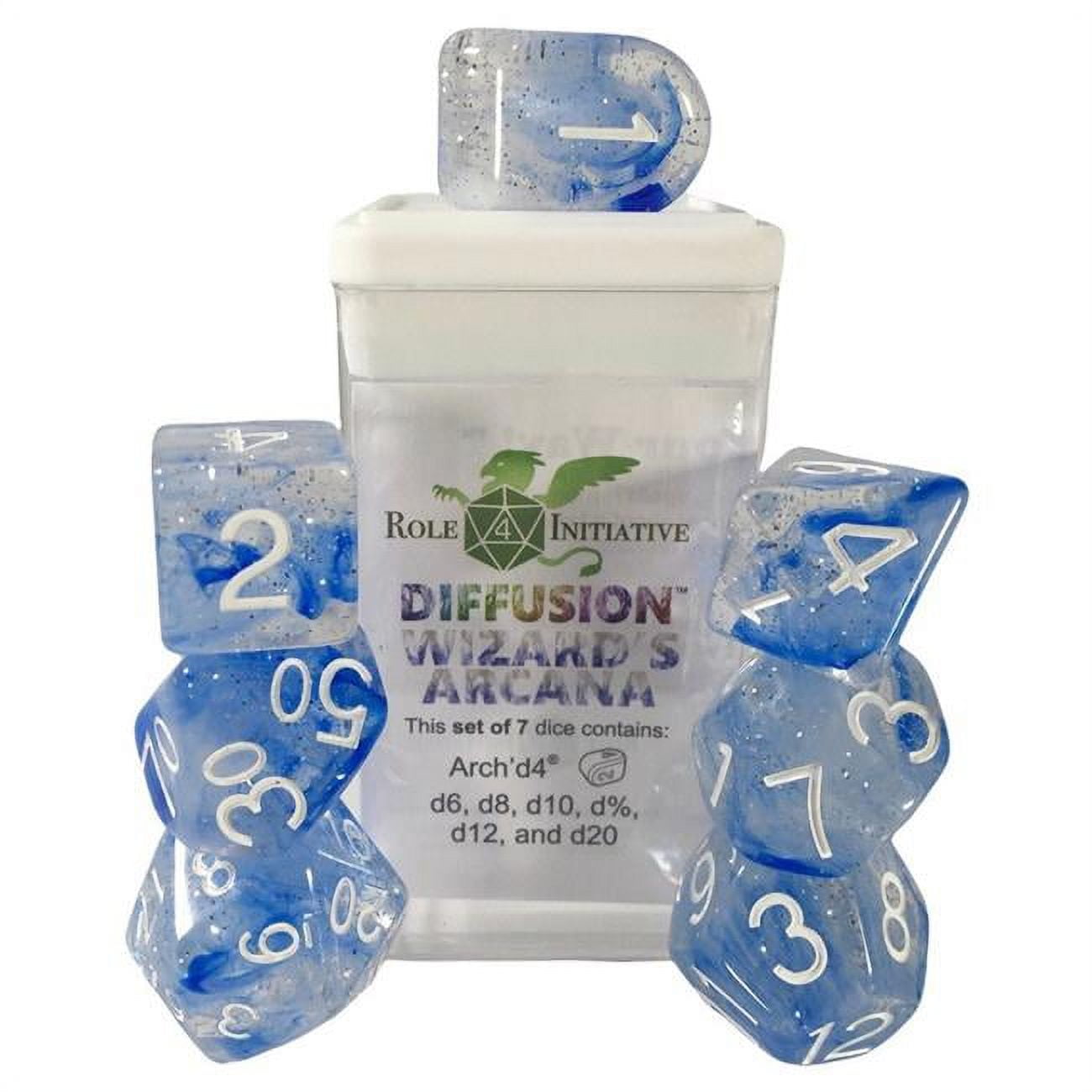 Picture of Role 4 Initiative R4I50532-7C Diffusion Dice&#44; Wizards Arcana & White - Set of 7