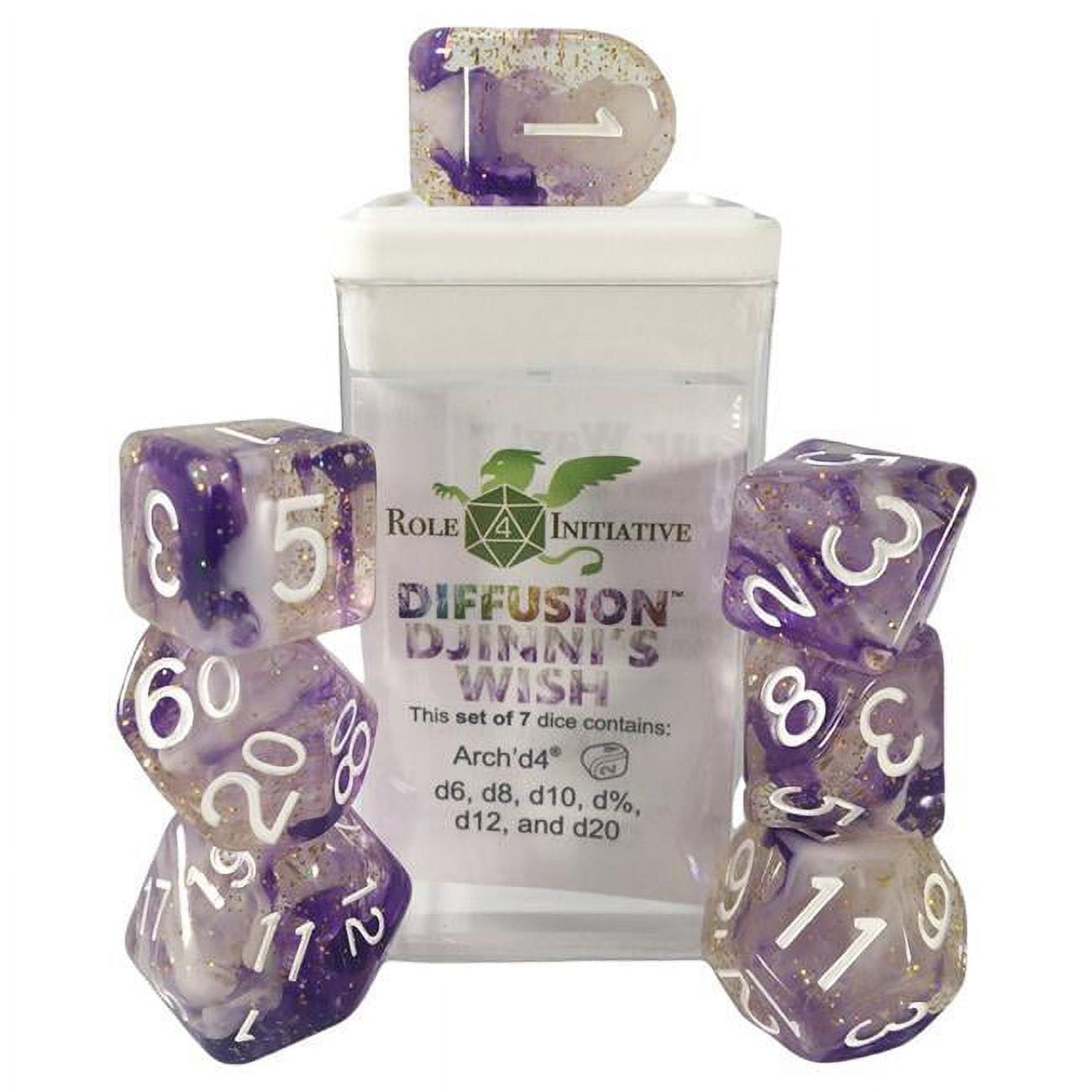 Picture of Role 4 Initiative R4I50534-7C Diffusion Dice&#44; Djinnis Wish & White - Set of 7