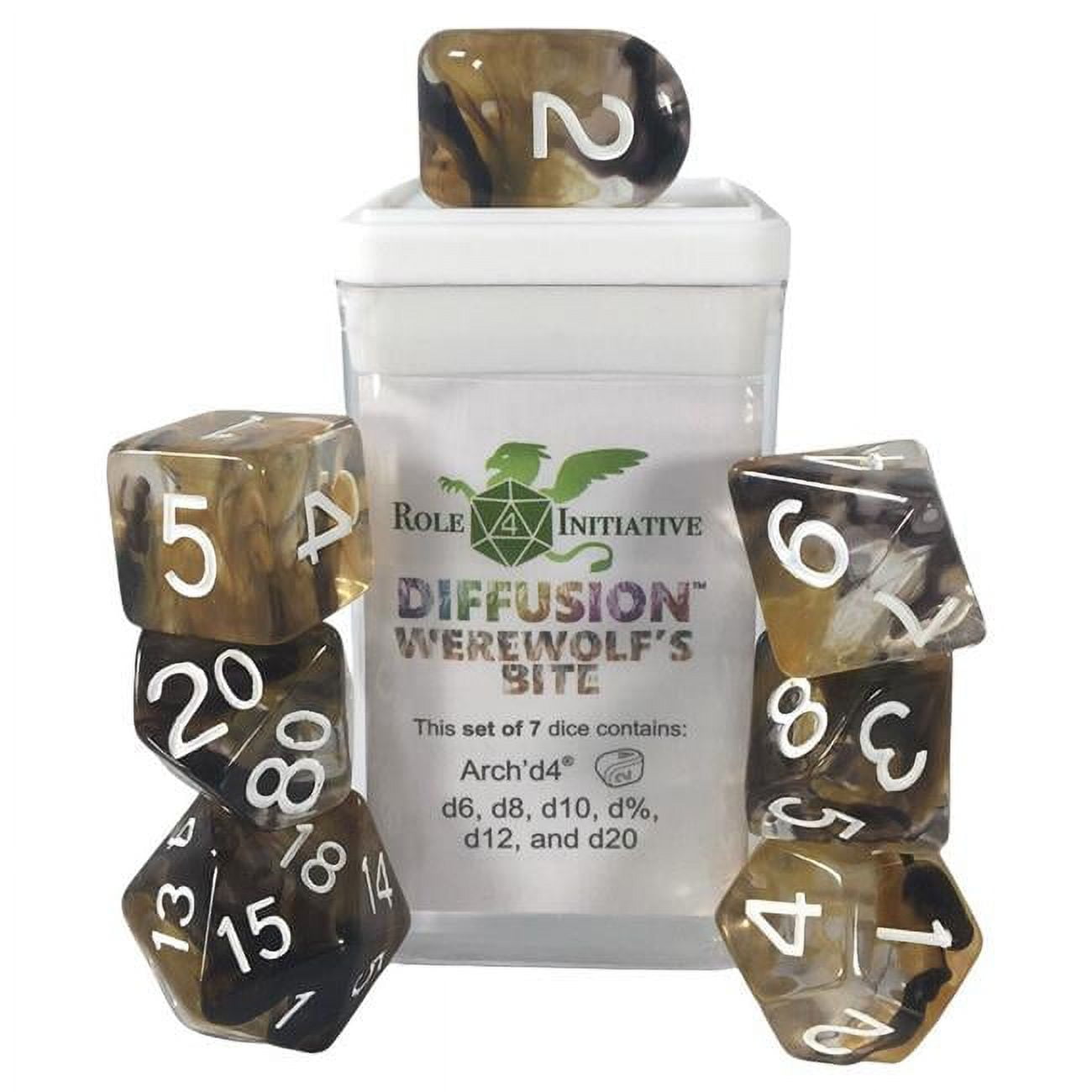 Picture of Role 4 Initiative R4I50536-7C Diffusion Werewolfs Bite Dice&#44; Red & White - Set of 7