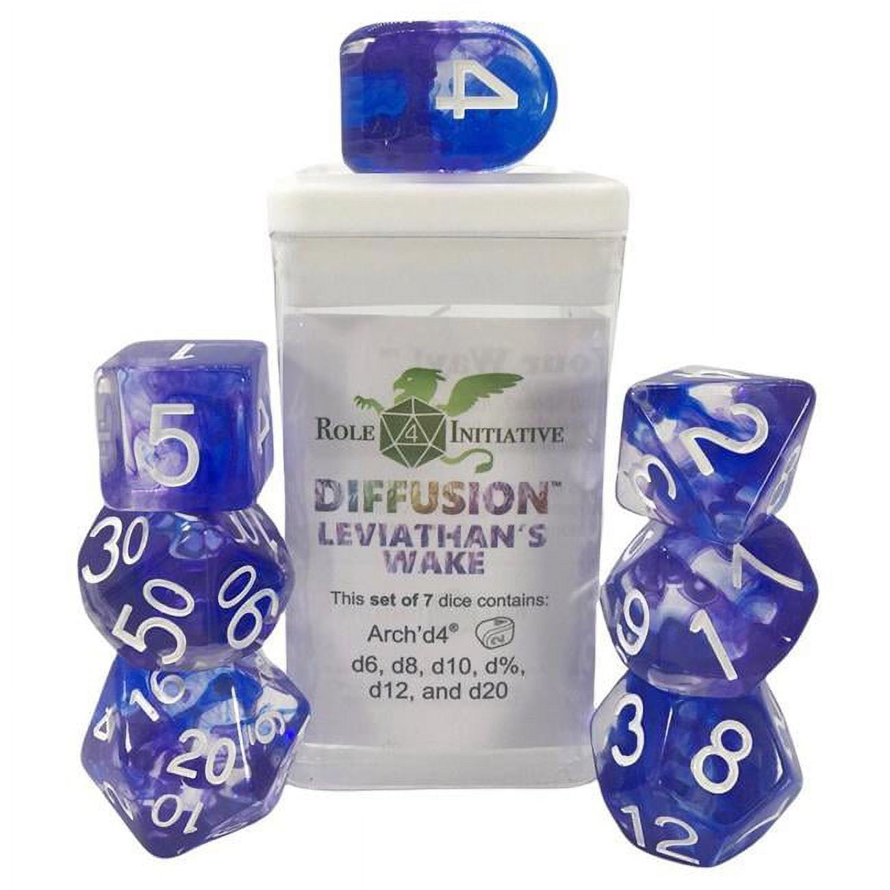 Picture of Role 4 Initiative R4I50537-7C Diffusion Dice&#44; Leviathans Wake & White - Set of 7