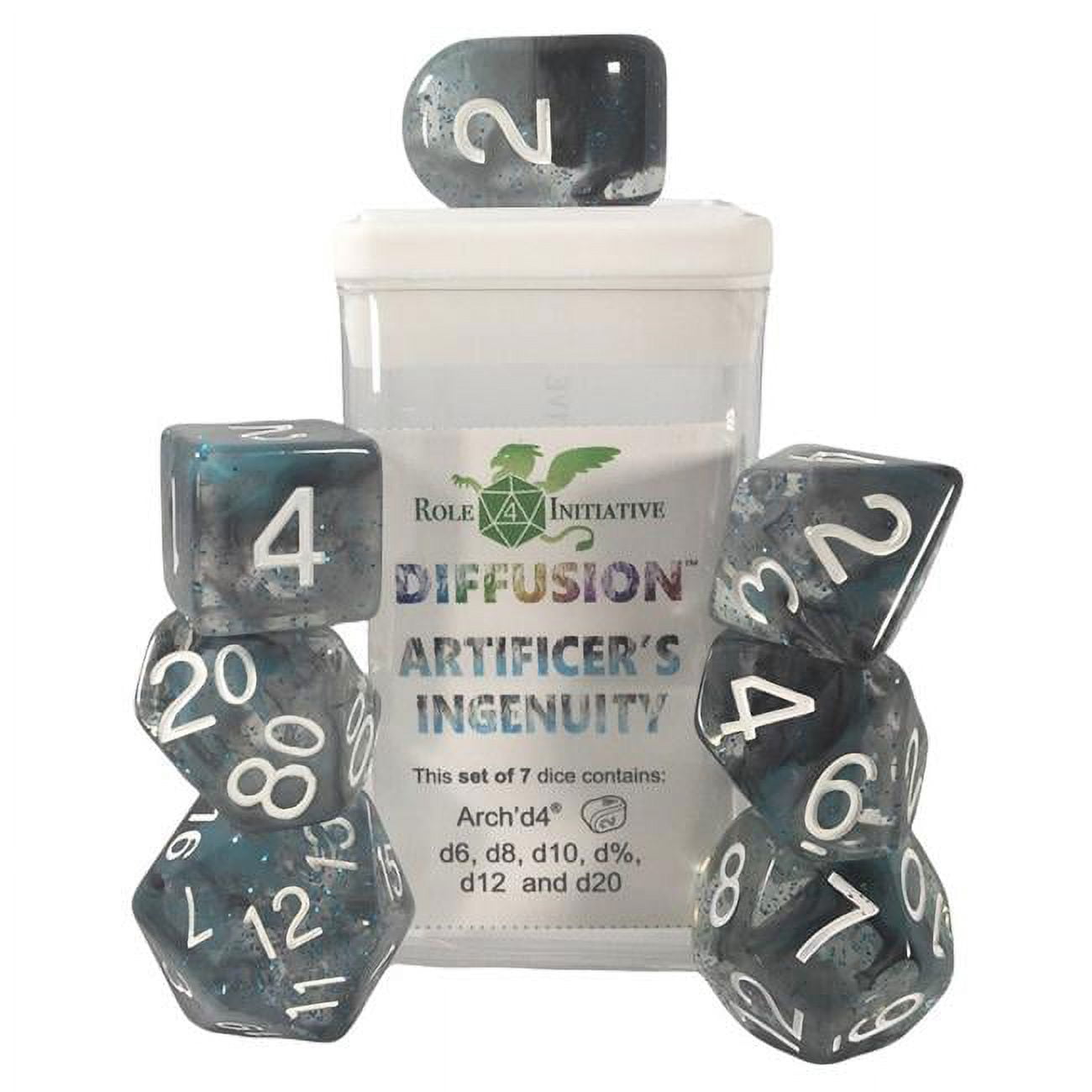 Picture of Role 4 Initiative R4I50541-7C Diffusion Dice&#44; Artificers Ingenuity & White - Set of 7