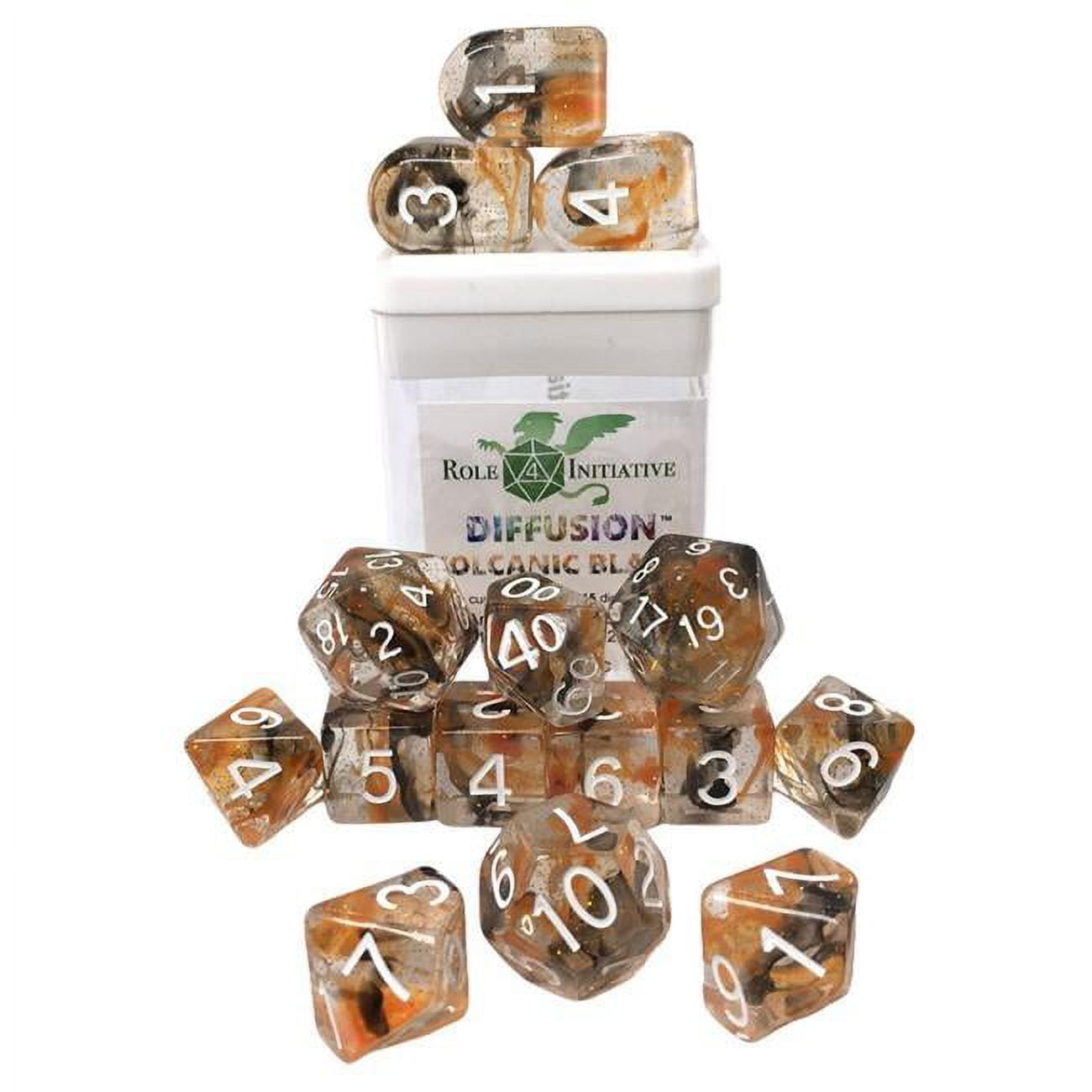 Picture of Role 4 Initiative R4I50517-FC Diffusion Dice, Volcanic Blast - Set of 15