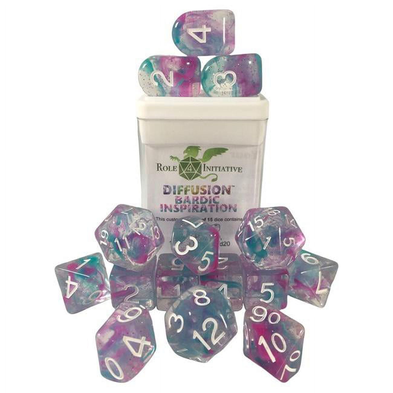 Picture of Role 4 Initiative R4I50522-FC Diffusion Dice&#44; Bardic Inspiration & White - Set of 15