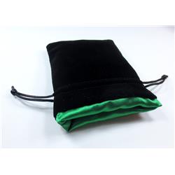 Koplow KPL18276 Velvet & Satin Lined Dice Bag, Black & Green - Small