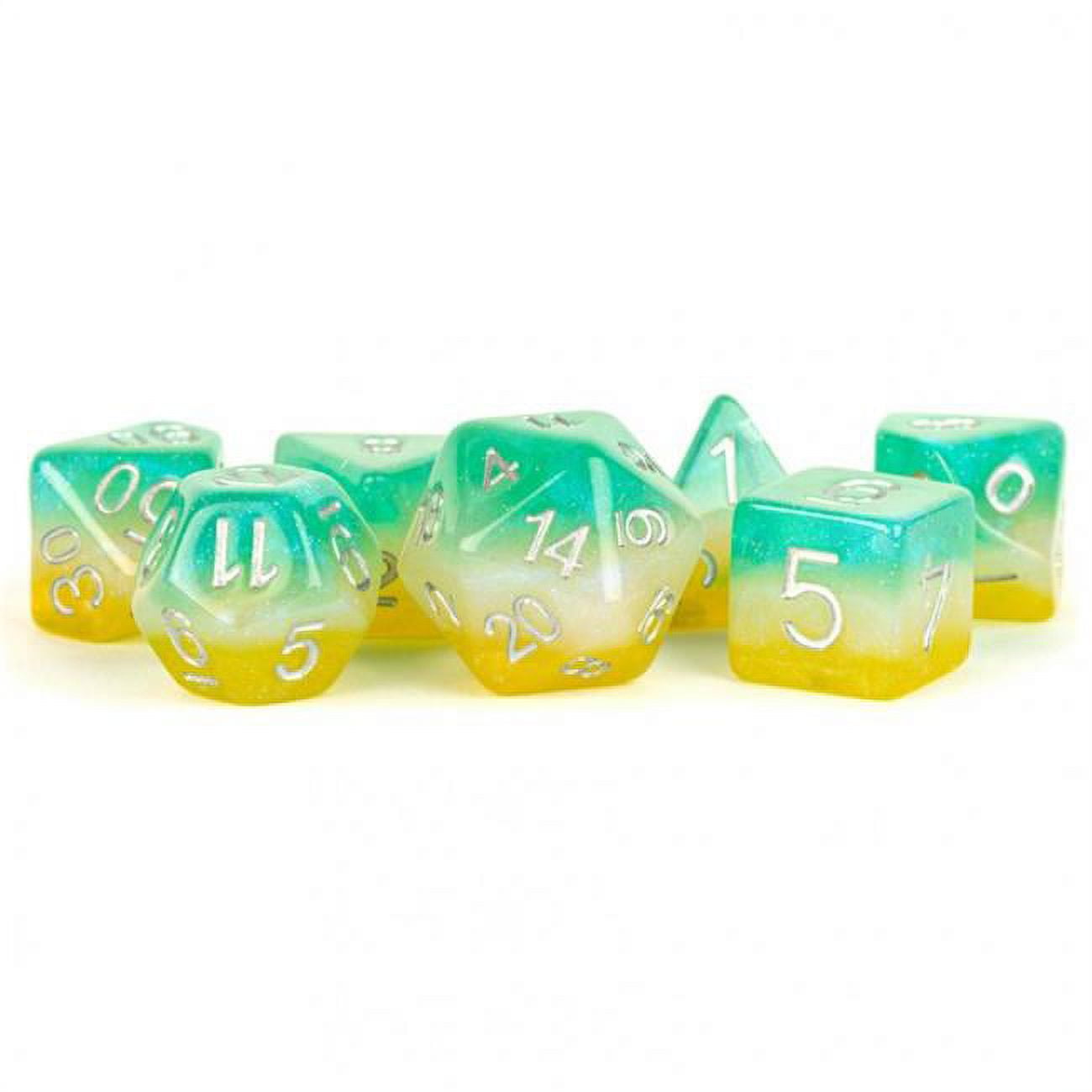 Layered Stardust Tropics Dice, Set of 7