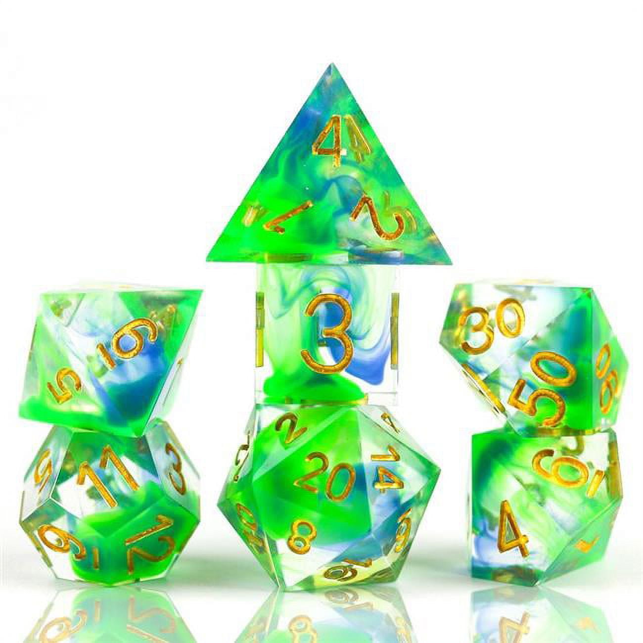 Sharp Edged Sharp Cyprus Dice  Set of 7
