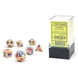 Picture of Chessex CHX20442 Cube Mini Festive Dice, Circus with Black Number - Set of 7