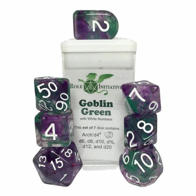 Picture of Role 4 Initiative R4I50539-7C Diffusion Dice, Goblin Green - Set of 7